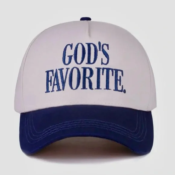 God’s Favorite Women’s Two Tone Canvas Cotton Baseball Hat Cap Tan Navy NEW Cute - Picture 1 of 5